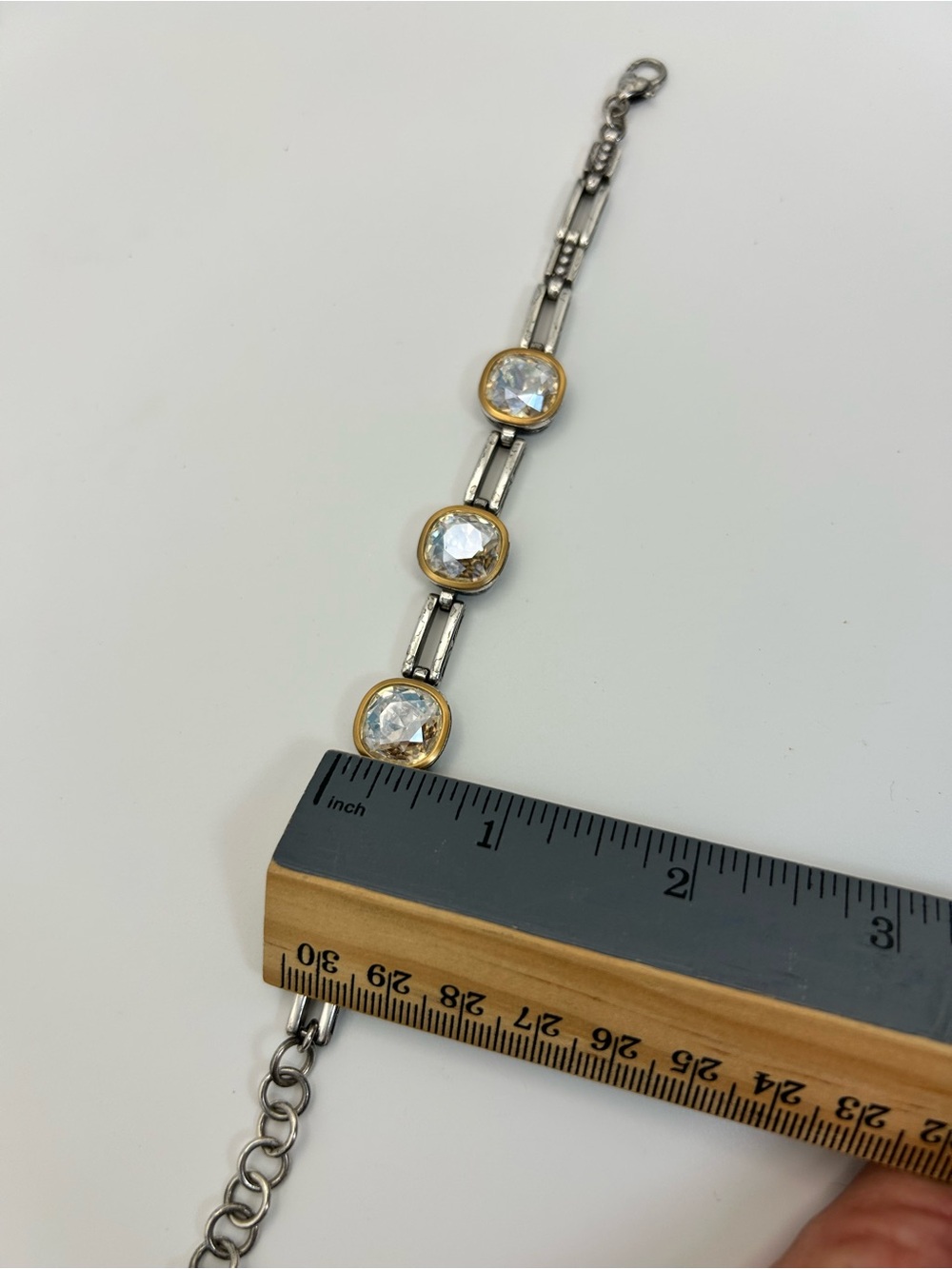 Brighton Venusian Bracelet - Clear Crystals Two-tone Gold Silver Plated Retired - Picture 9 of 10